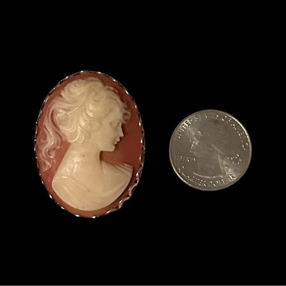 Vintage Gold Tone Resin Cameo Brooch. Victorian Inspired. - Picture 6 of 7